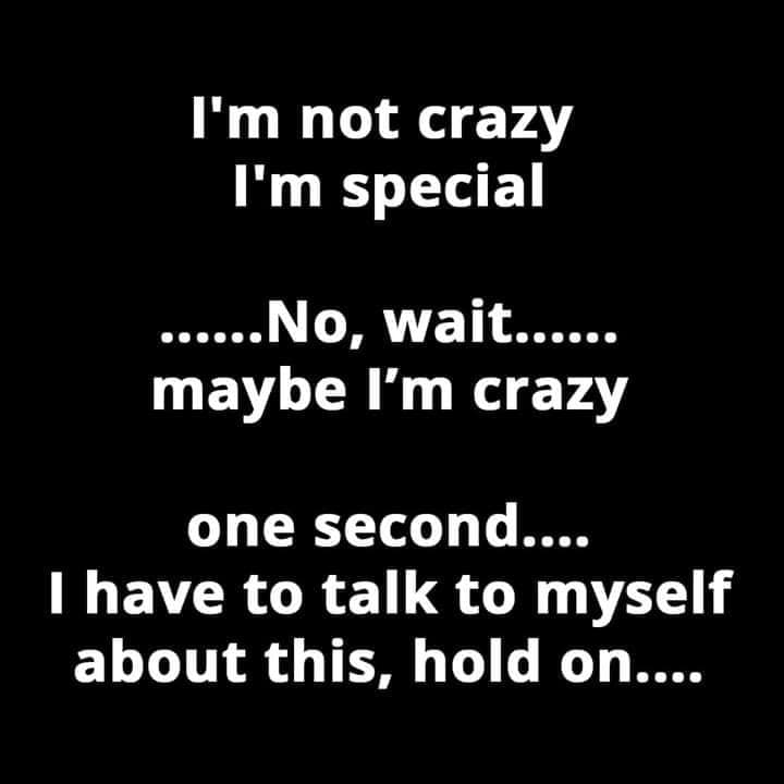 monochrome - I'm not crazy I'm special ......No, wait...... maybe I'm crazy one second.... I have to talk to myself about this, hold on....