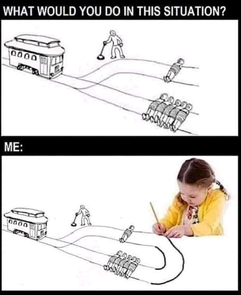 trolley problem meme girl - What Would You Do In This Situation? 0000 129023 Me 0000