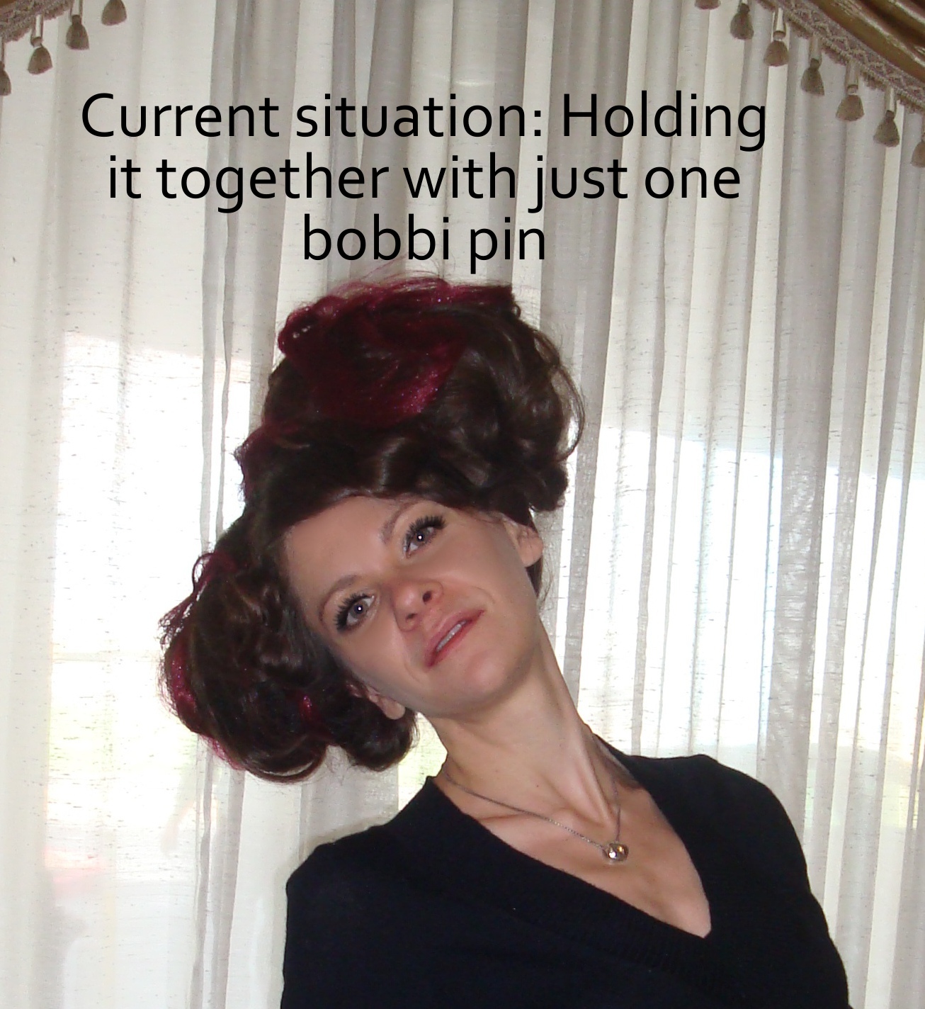 Current situation Holding it together with just one bobbi pin