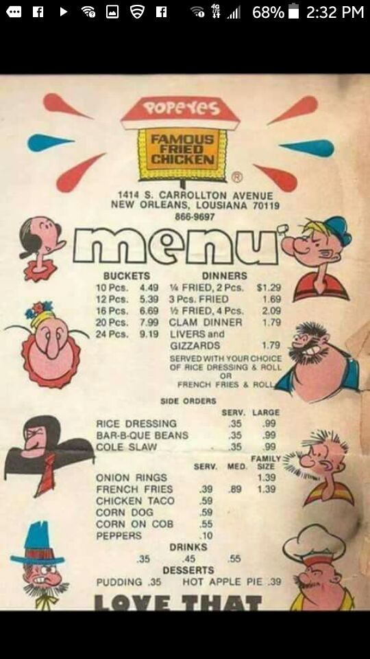 And here's how the menu used to look
