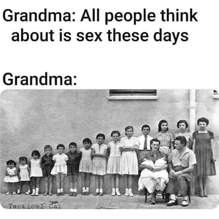sad memes - grandma all people think about is sex these days - Grandma All people think about is sex these days Grandma Sk Tactical Cat