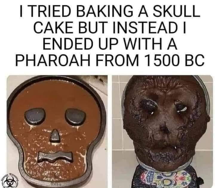 I Tried Baking A Skull Cake But Instead I Ended Up With A Pharoah From 1500 Bc Dairy quum I