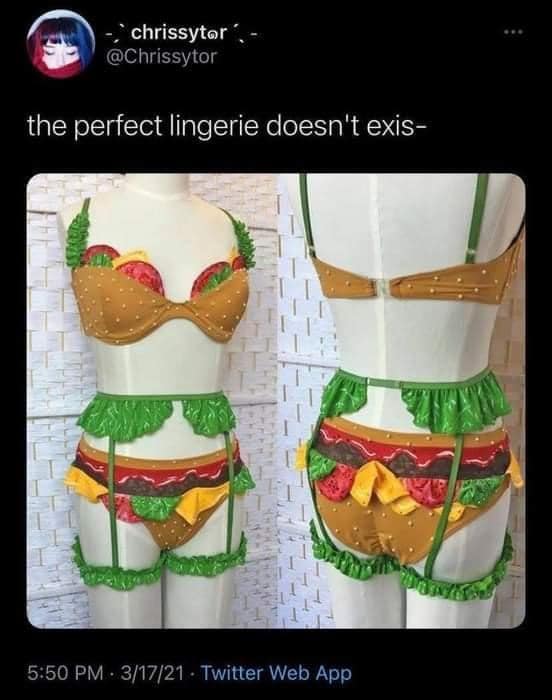 sexy lingerie burger - chrissytor the perfect lingerie doesn't exis . 31721. Twitter Web App