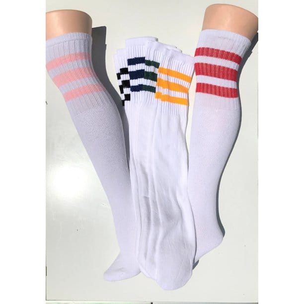 women striped tube socks