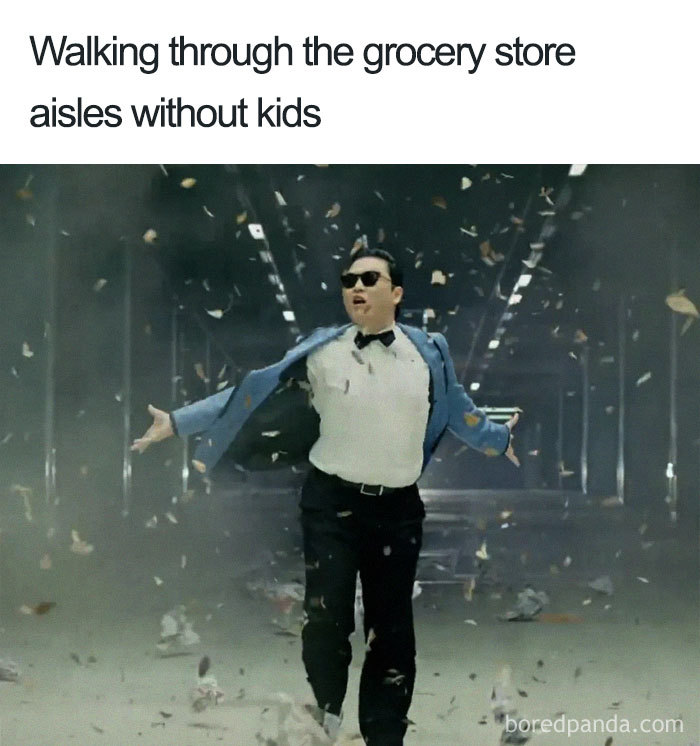 psy gangnam style meme - Walking through the grocery store aisles without kids boredpanda.com