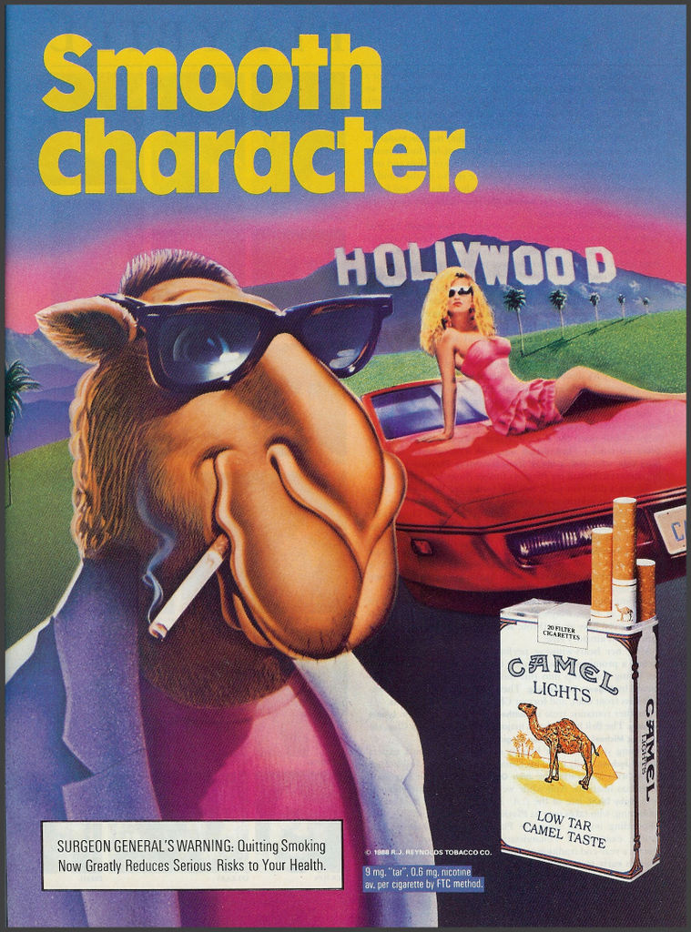 The camel is exactly why kids everywhere smoked cigarettes. It's all his fault, At least that's what gov claims, the truth is all of the adults were doing it so it was part of growing up. IT was a sad day when they made Camel retire