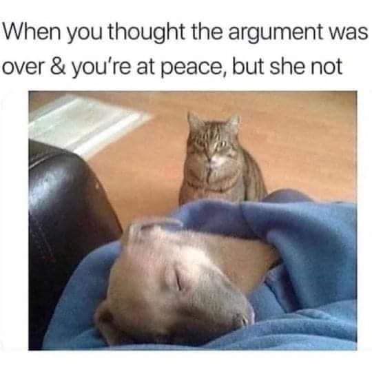 marriage memes - you thought the argument was over - When you thought the argument was over & you're at peace, but she not