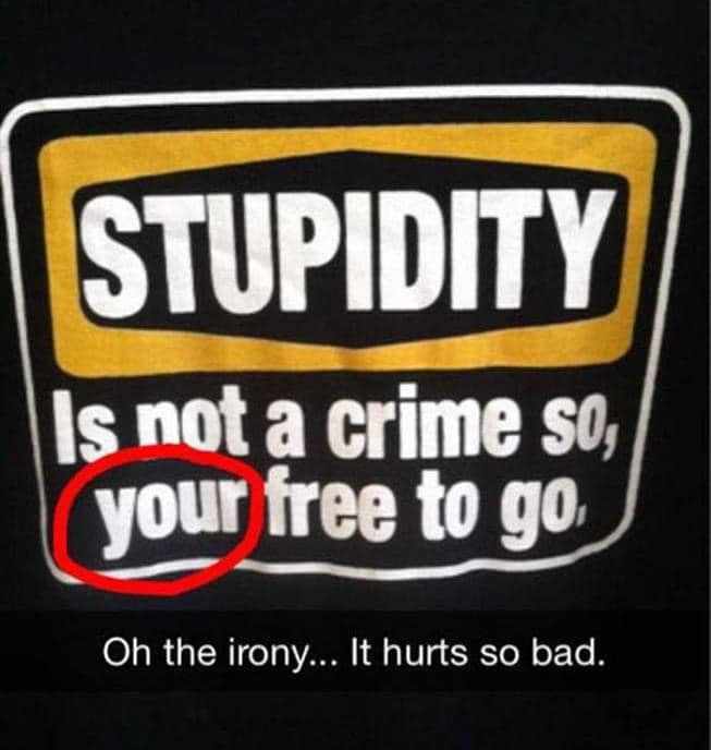 Memes and Fails - signage - Stupidity Is not a crime so, your free to go Oh the irony... It hurts so bad.