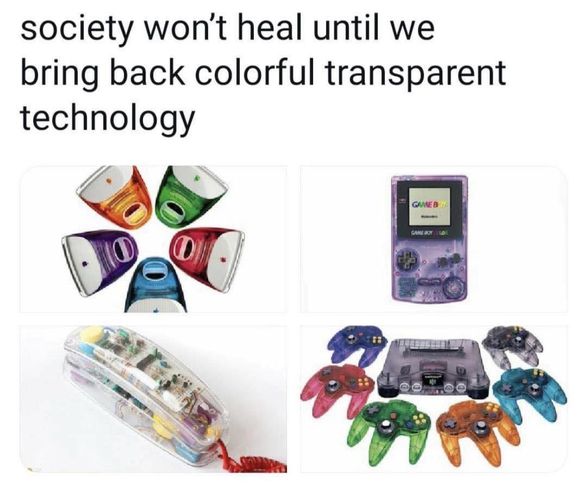 All of your electronics coordinated. If you went with teal, you had a teal computer, beeper, bedroom phone, game boy, coordination was important