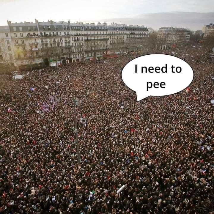 funny and relatable memes - biggest crowd - I need to pee