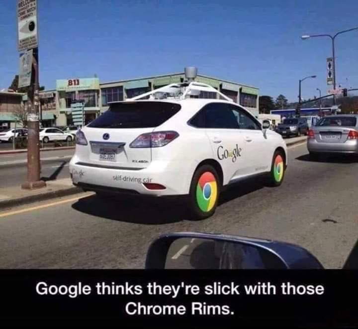 Car memes - google car with chrome rims