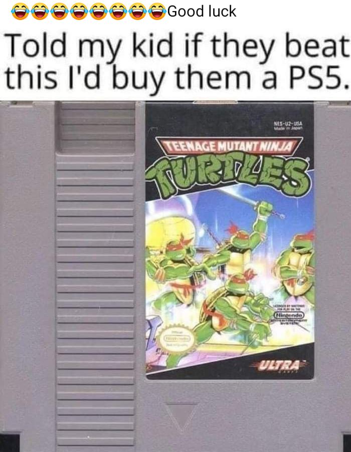 dad memes - nes teenage mutant ninja turtles - Good luck Told my kid if they beat this I'd buy them a PS5. NesUzUsa Mata Japan Teenage Mutant Ninja Turizes An Nintendo Ultra