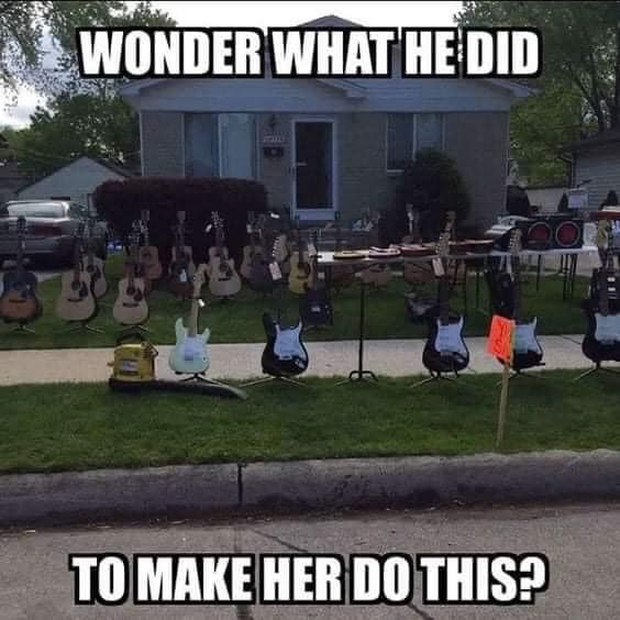 redneck memes and pics - guitar store memes - Wonder What He Did To Make Her Do This?