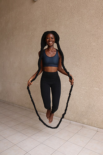 This girl holds the record for most jumps over her own hair in 30 seconds, that's really specific.