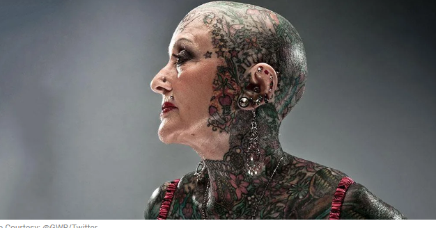 This woman takes the record for the most tattoos on a senior citizen