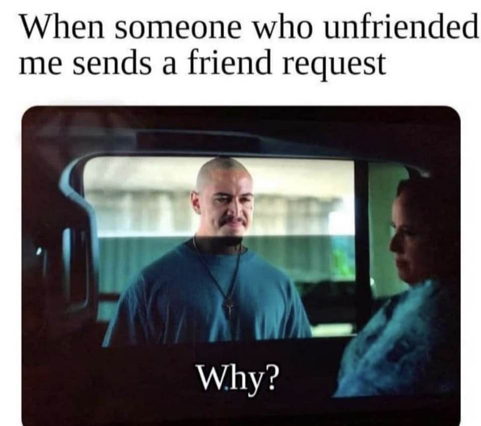 memes about internet life and culture -  presentation - When someone who unfriended me sends a friend request Ni Why?