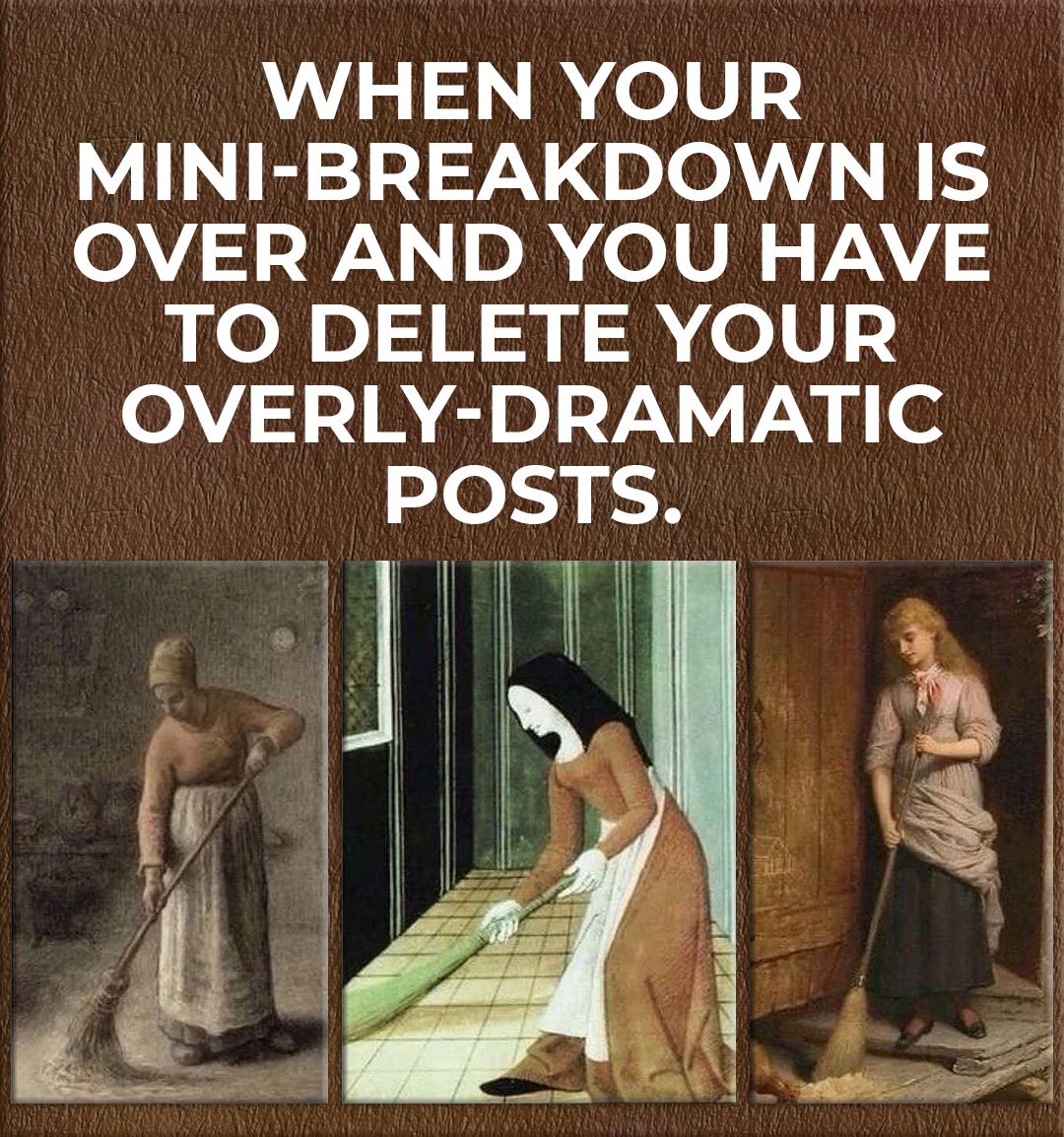 memes about internet life and culture -  human behavior - When Your MiniBreakdown Is Over And You Have To Delete Your OverlyDramatic Posts.