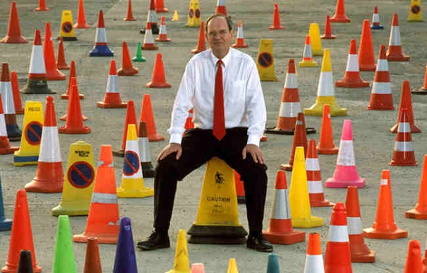 This guy is serious about his traffic cones