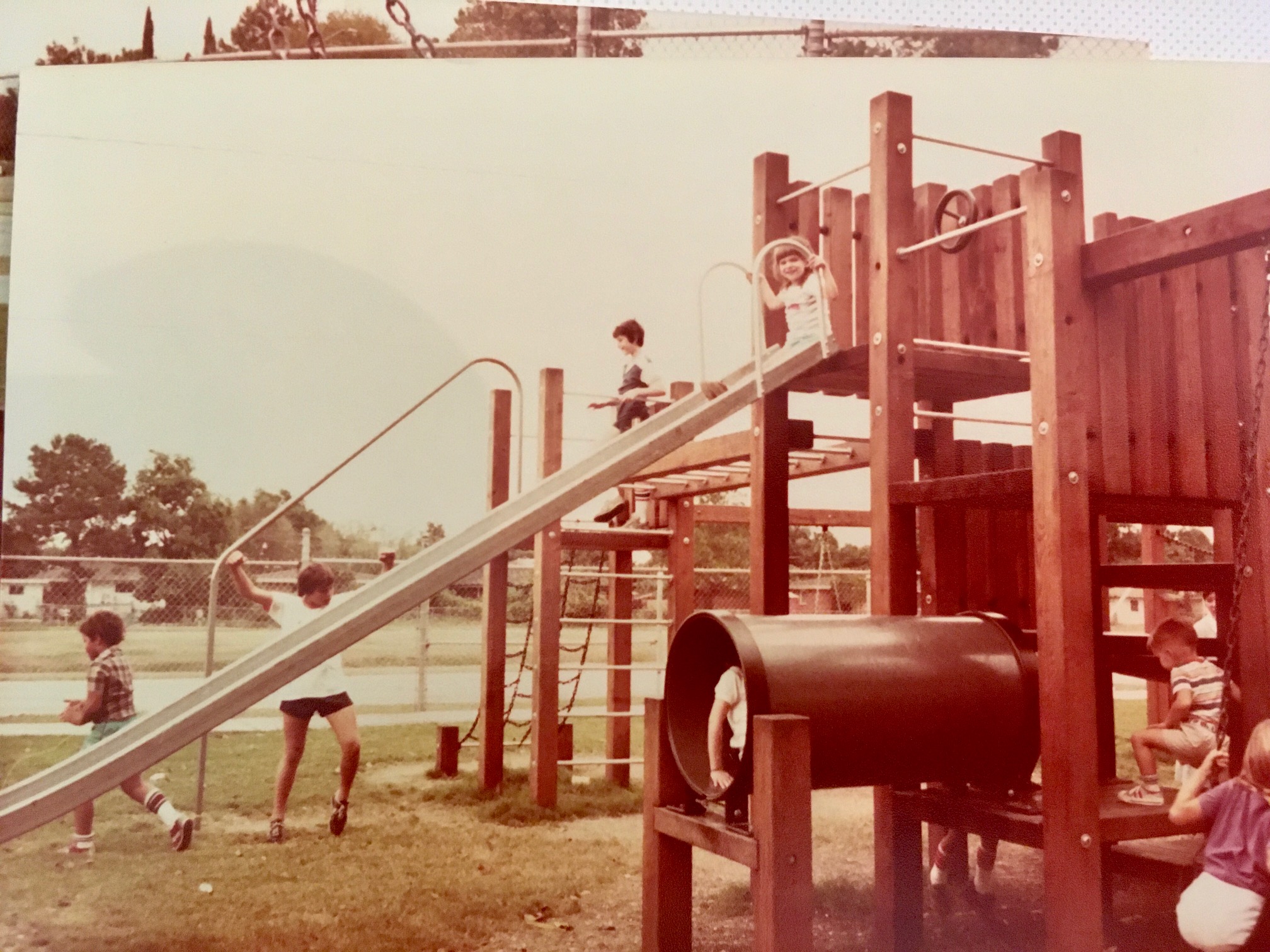 The playgrounds were amazing- splinters were a plenty, burned bottoms from hot slides by the buttload, you nearly died on the tire swing and there was nothing to cushion your fall other than the worn out dried mud from years of play. but you lived and your scars are memories.