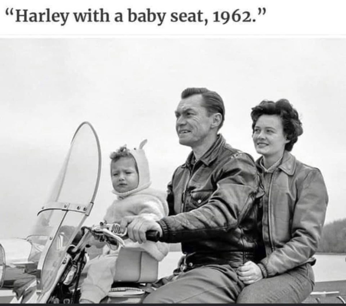 1962 harley davidson with baby seat - "Harley with a baby seat, 1962."