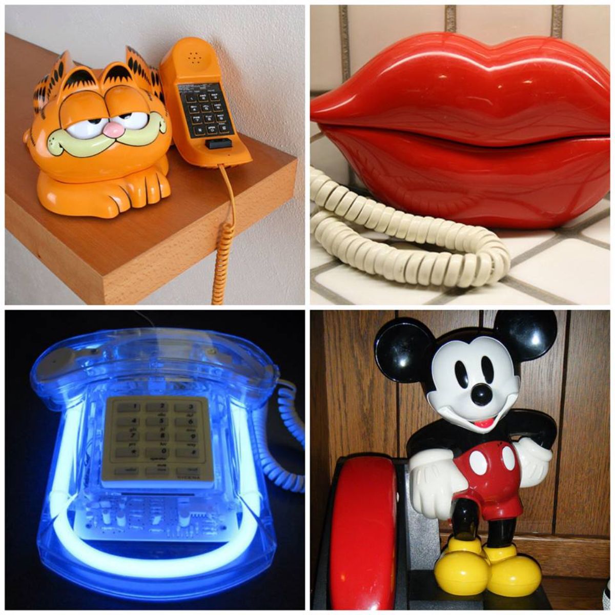 Forget smart phones, this was everything in the '90s. Swatch phones, lips, Mickey and clear phones