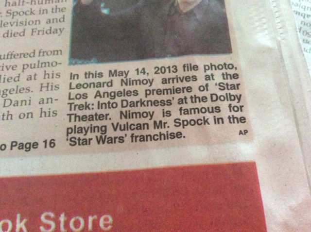 label - re halthuman Spock in the devision and died Friday no tos his in this Nimoy aniere of Colby suffered from five pulmo lied at his In this file photo, geles. His Leonard Nimoy arrives at the Dani an Los Angeles premiere of 'Star Trek Into Darkness' 