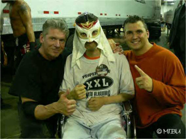 Vince and Shane McMahon with former wrestler, and one of my favourites, Hayabusa.