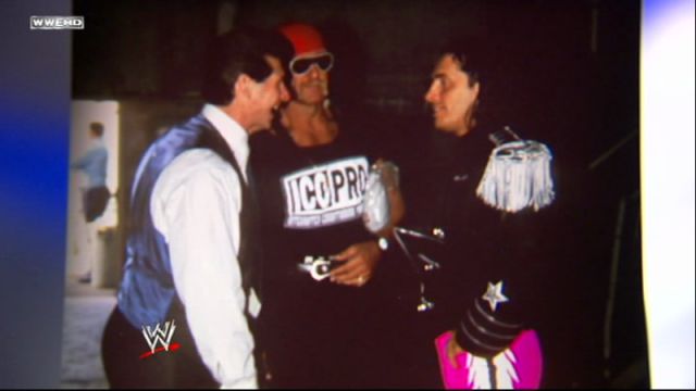 Bret, Vince, and Hogan backstage. Unknown date