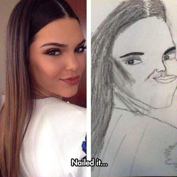 bad fan art funny girl face drawing - Nailed it...