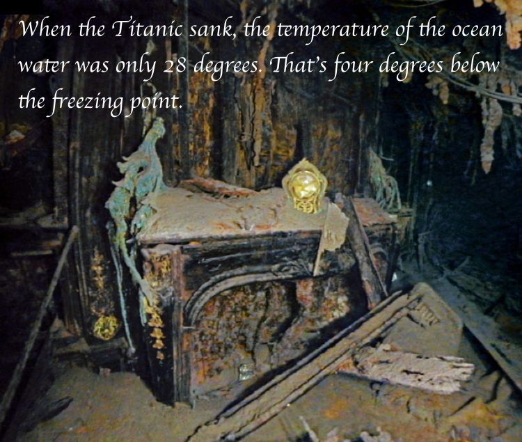 titanic mantel clock - When the Titanic sank, the temperature of the ocean water was only 28 degrees. That's four degrees below the freezing point.