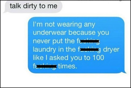 multimedia - talk dirty to me I'm not wearing any underwear because you never put the fu... laundry in the dryer I asked you to 100 few times.