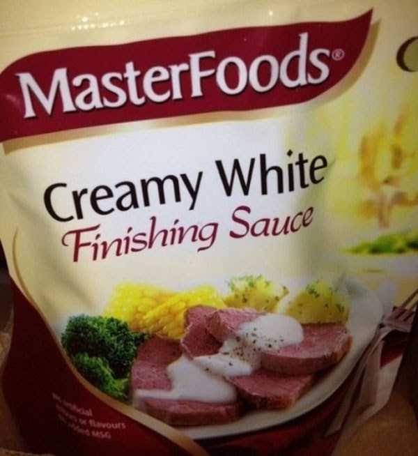 funny food names - MasterFoods Creamy White Finishing Sauce