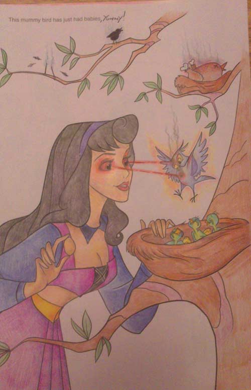 coloring book corruptions disney - This mummy bird has just had babies, Ywny!