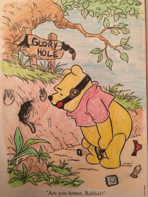 ruining children's coloring books - "Are you home, Rabbit?"