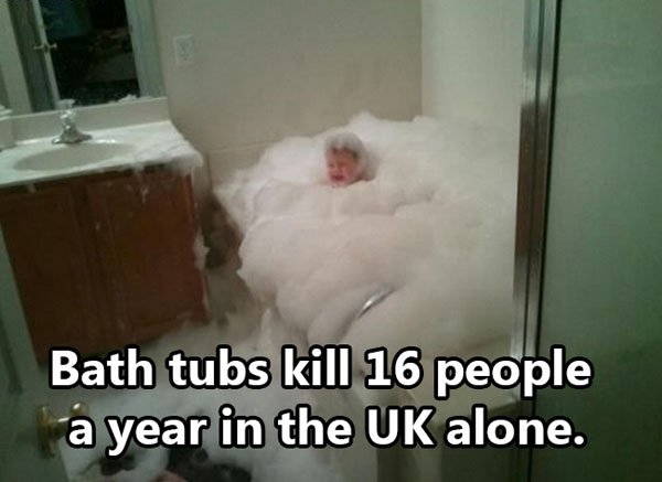 photo caption - Bath tubs kill 16 people a year in the Uk alone.