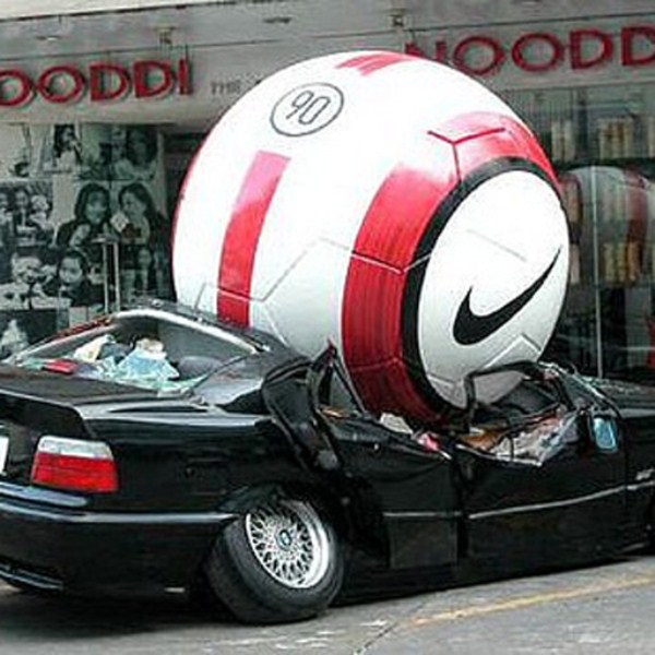 fail pics  soccer ball car
