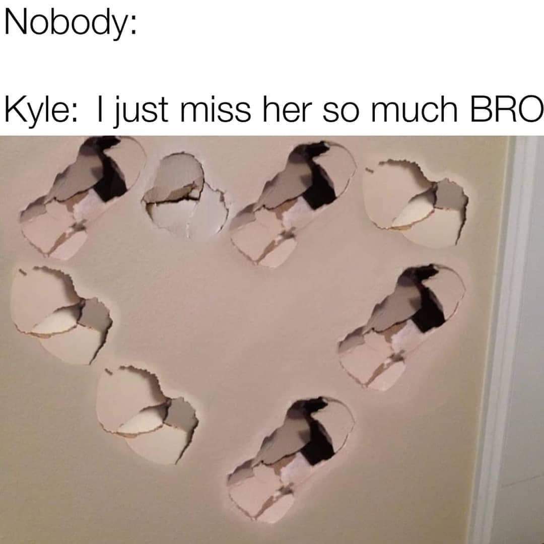 kyle punching drywall - Nobody Kyle I just miss her so much Bro