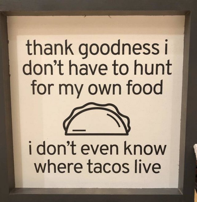 quotes about missing someone - thank goodness i don't have to hunt for my own food i don't even know where tacos live
