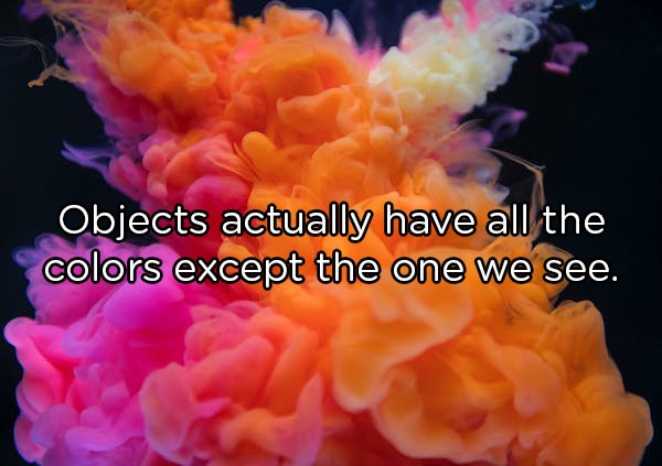 Objects actually have all the colors except the one we see.