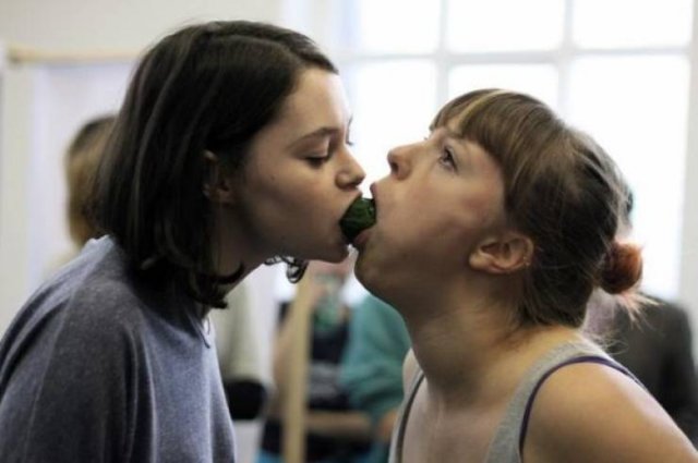two girls one cucumber