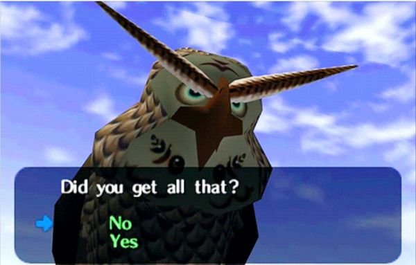 zelda owl - Did you get all that? No Yes