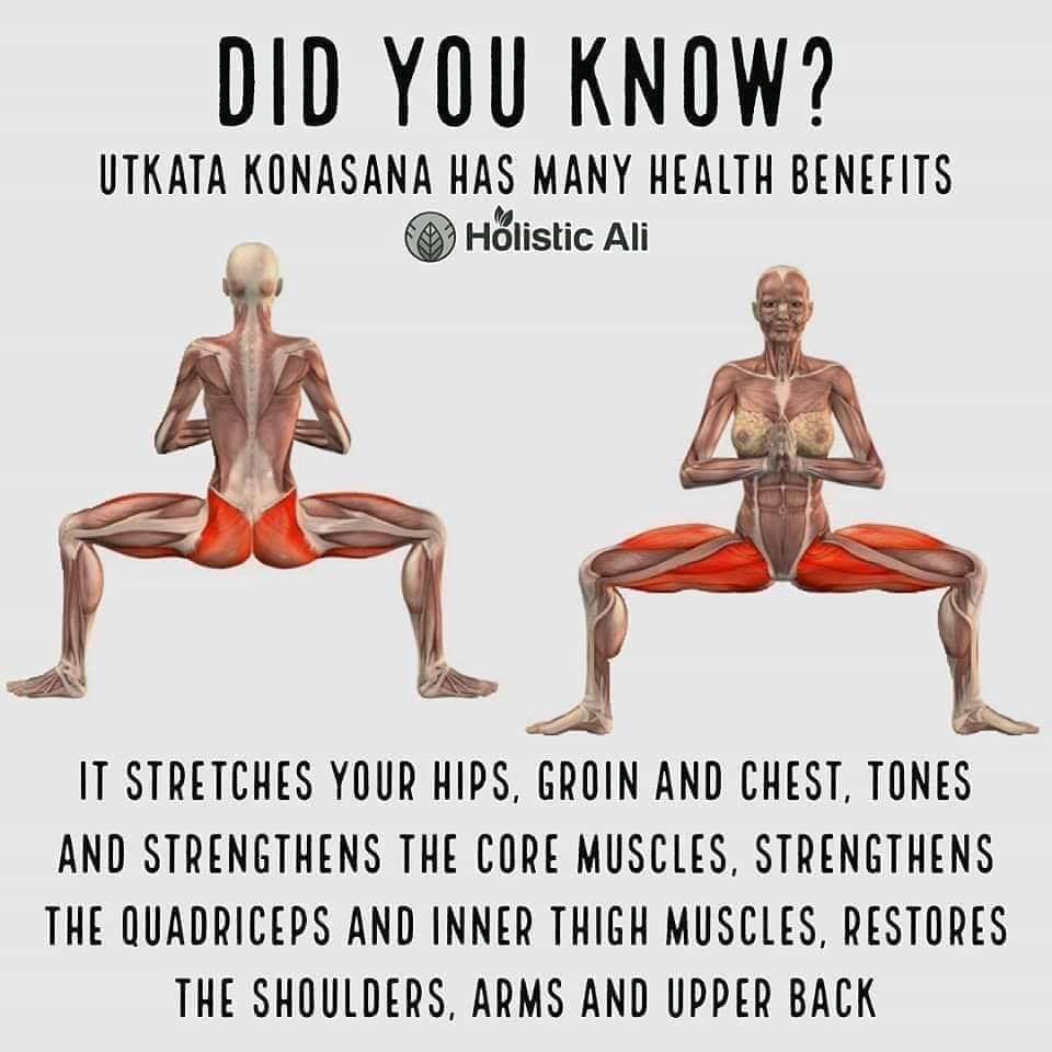 yoga did you know - Did You Know? Utkata Konasana Has Many Health Benefits Holistic Ali It Stretches Your Hips, Groin And Chest, Tones And Strengthens The Core Muscles, Strengthens The Quadriceps And Inner Thigh Muscles, Restores The Shoulders, Arms And U