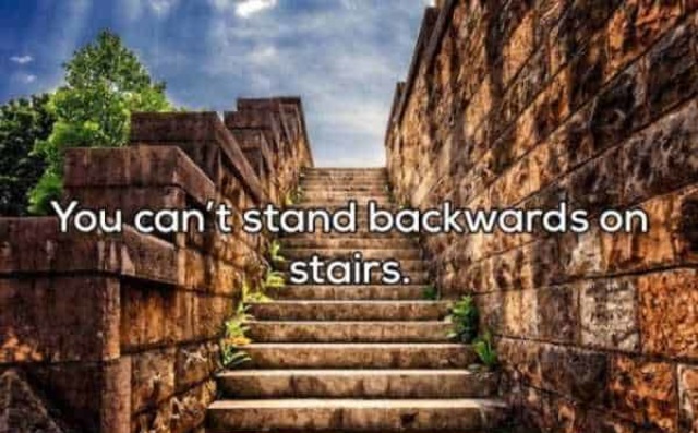 shower thoughts - You can't stand backwards on stairs.