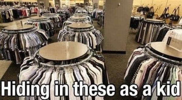 circular clothing racks - Hiding in these as a kid
