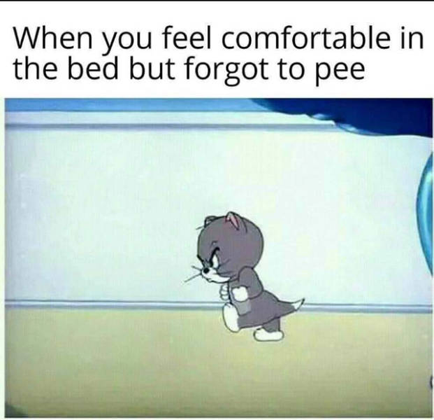 baby tom and jerry meme - When you feel comfortable in the bed but forgot to pee