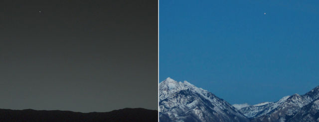 Earth from Mars and Mars from Earth