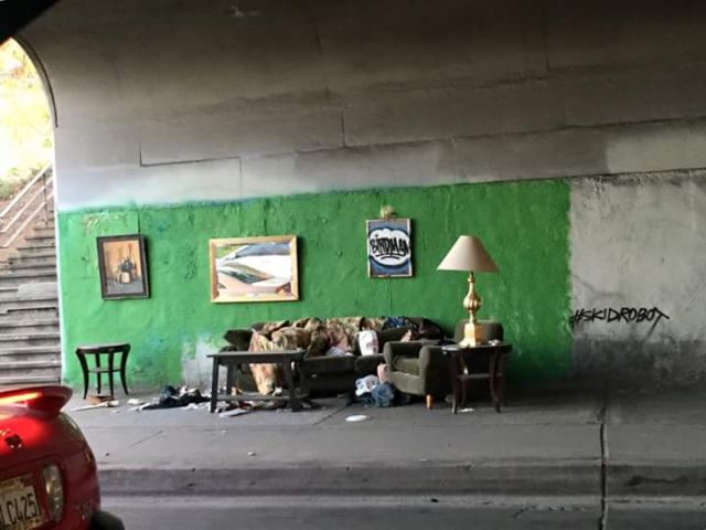 A homeless man’s home in Downtown, Los Angeles