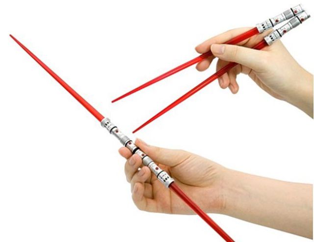 Lightsaber Chopsticks - Get it here <a href="http://www.amazon.com/Star-Wars-Lightsaber-Chopsticks-Darth/dp/B003GXF94U/ref=sr_1_1?s=home-garden&ie=UTF8&qid=1426888895&sr=1-1&keywords=lightsaber+chopsticks" target="_blank">here</a>.