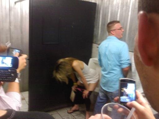 girl and guy peeing