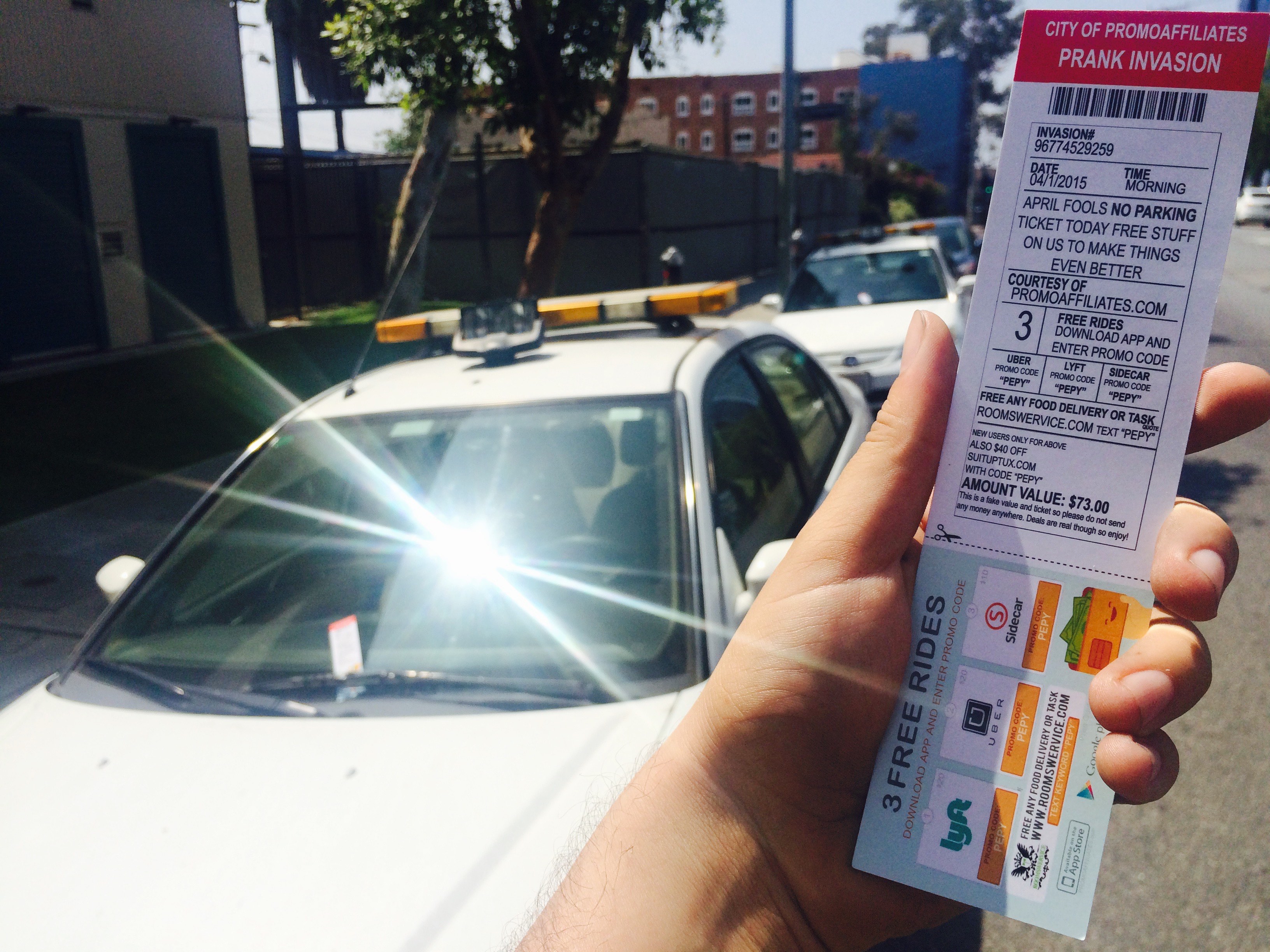 Fake Parking tickets put on parking ticket enforcement cars.